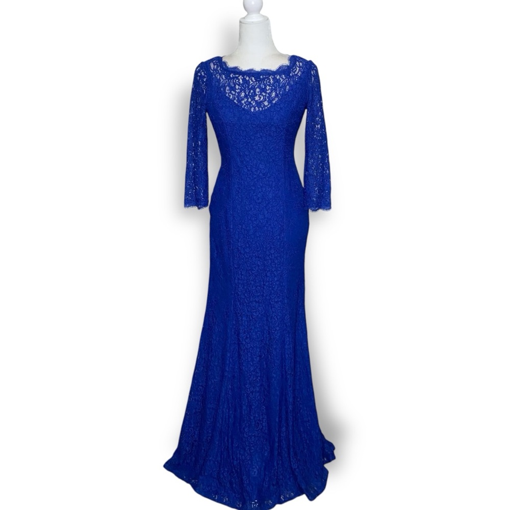 Adrianna Papell Blue Lace Formal Dress Size 4